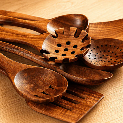 VTLFX™ Teak Utensils | 7-Piece Non-Toxic Kitchen Set