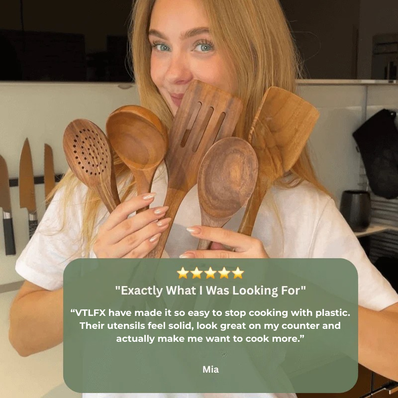 VTLFX™ Teak Utensils | 7-Piece Non-Toxic Kitchen Set