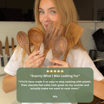 VTLFX™ Teak Utensils | 7-Piece Non-Toxic Kitchen Set