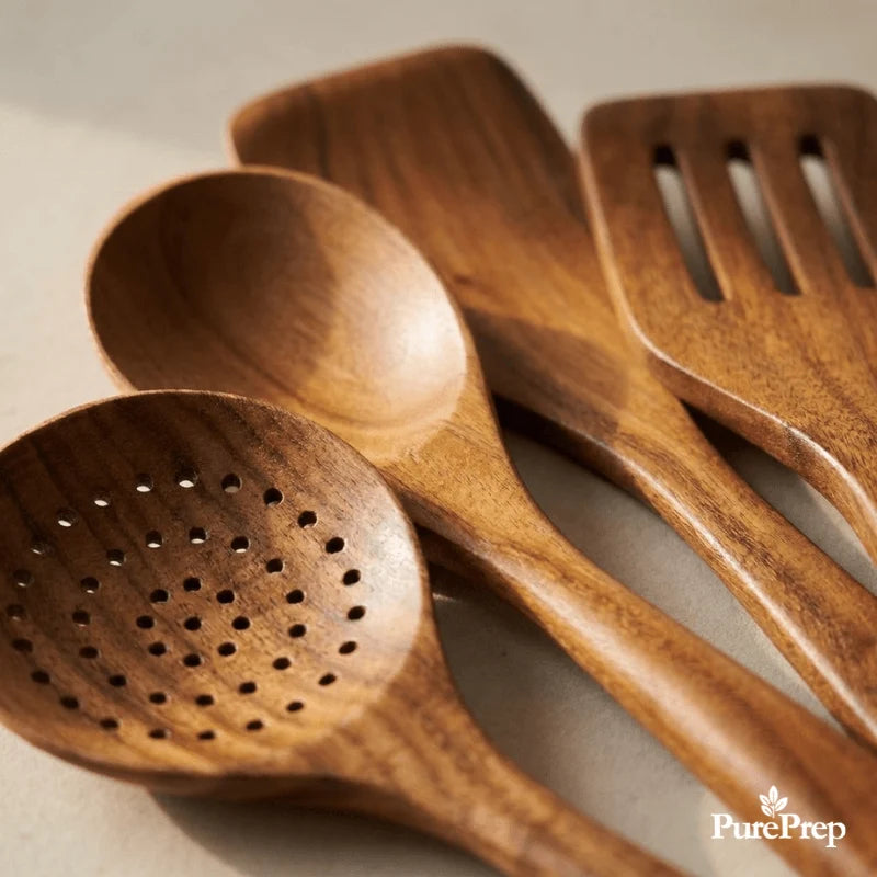 The VTLFX Teak Wood Set | 7 Premium Non-Toxic Utensils