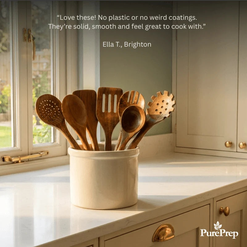 The VTLFX Teak Wood Set | 7 Premium Non-Toxic Utensils