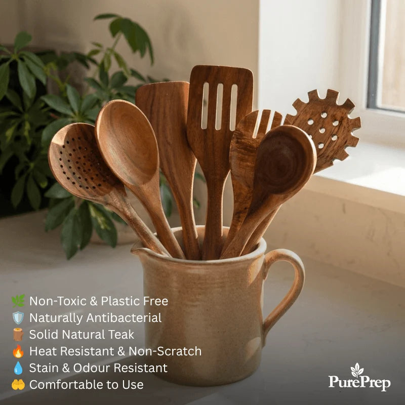 The VTLFX Teak Wood Set | 7 Premium Non-Toxic Utensils