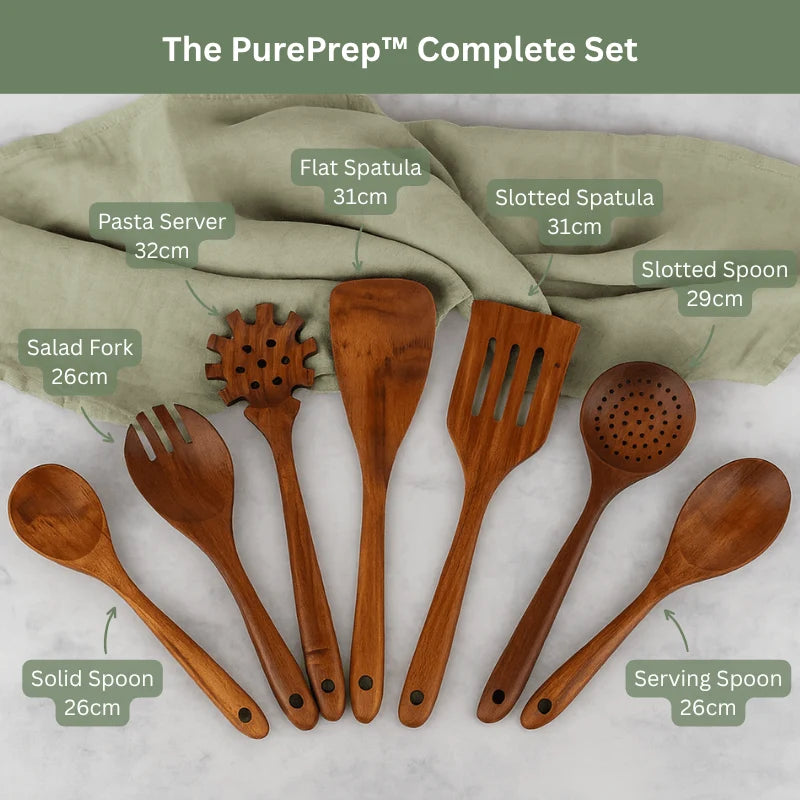 The VTLFX Teak Wood Set | 7 Premium Non-Toxic Utensils