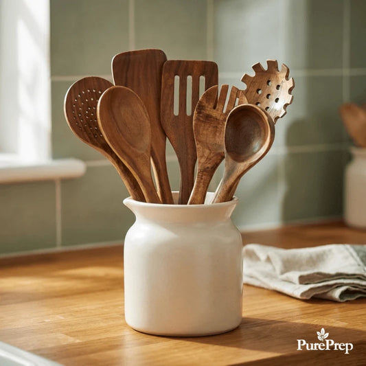 The VTLFX Teak Wood Set | 7 Premium Non-Toxic Utensils